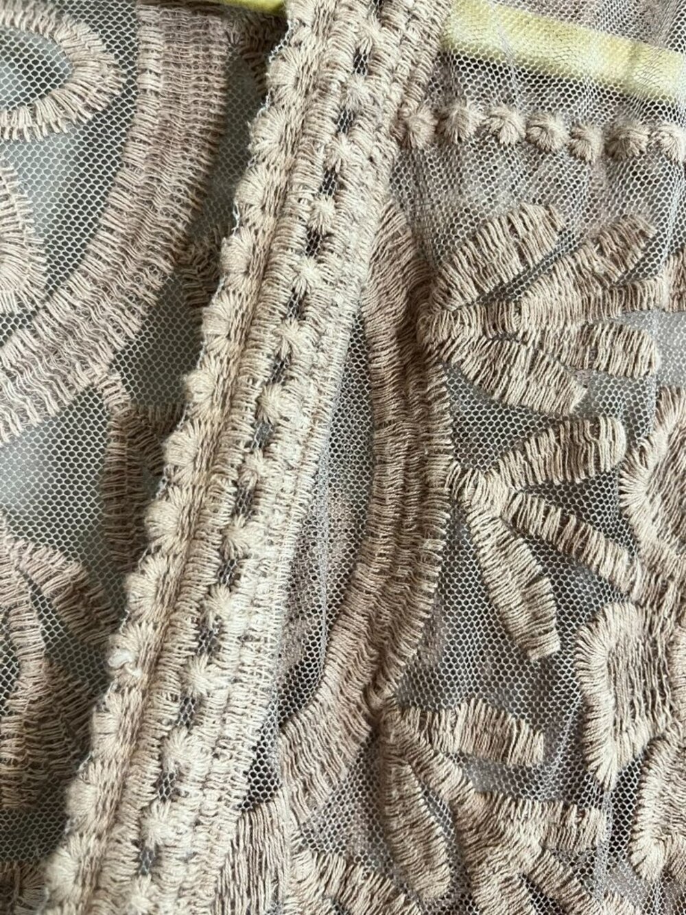 Neutral Floral Embroidered Cardigan XL Boho Indie Folk Peasant Festival Mesh - Picture 8 of 9